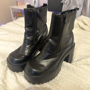 Black Chunky Heel Ankle Boots